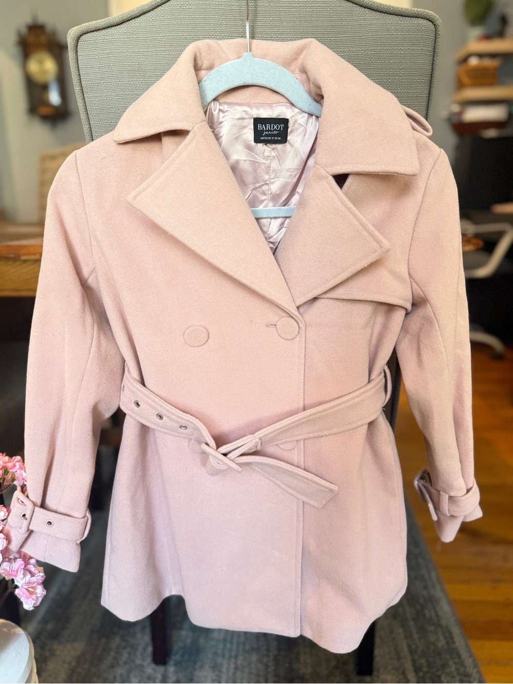 Bardot Blush Pink Belted Trench Coat